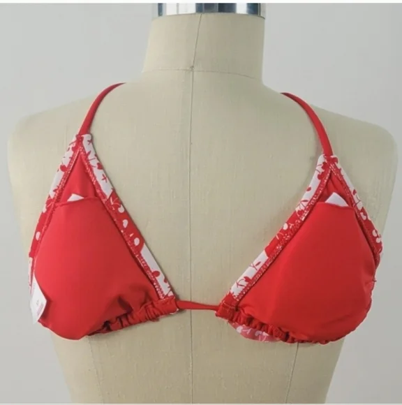 XHILARATION Cherry Print Red Bikini Top Size Small Excellent Condition - Picture 2 of 5